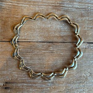 Vintage Monet Gold-tone Sculpted Wave Link Necklace